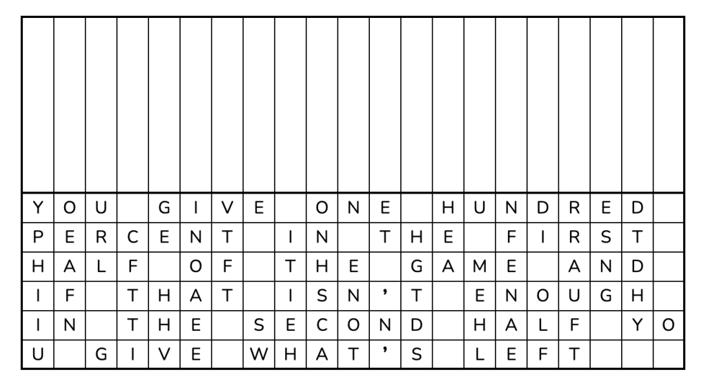 A drop quote grid with only the quote filled in